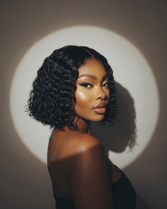 She’s Girlie - #1B Deep Wave Bob 100% Brazilian Human Hair Wig