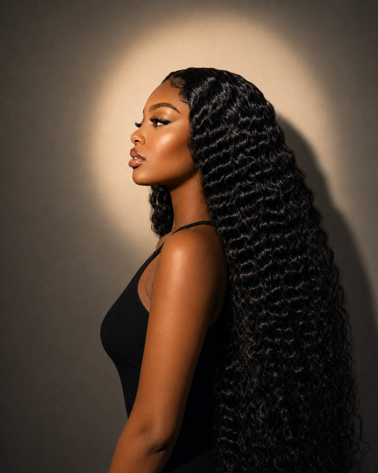 She's The Mane Attraction - #1B Long, Deep Wave Brazilian 100% Human Hair Wig
